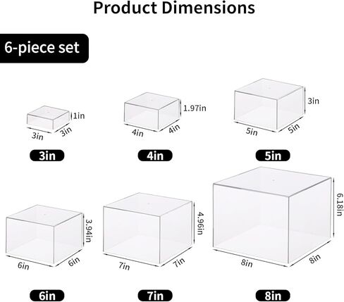 6 Pcs Clear Buffet Risers and Stands, Stackable Acrylic Food Risers for Buffet Table with Hollow Bottoms, Acrylic Riser Display Stands for Party, Wedding, Food Display, Collectibles, Catering Supplies Buffet Display(8" 7" 6" 5" 4" 3") in Saudi Arabia