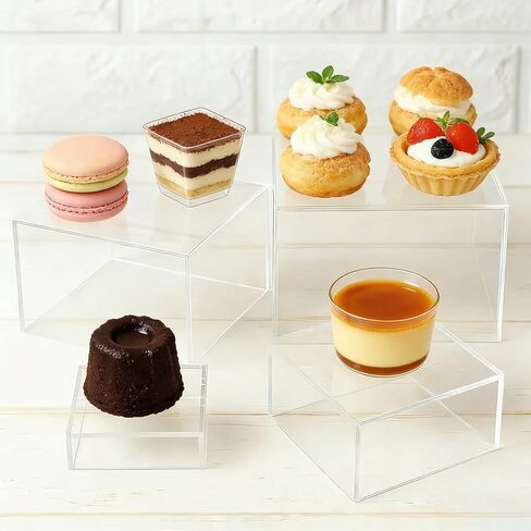 6 Pcs Clear Buffet Risers and Stands, Stackable Acrylic Food Risers for Buffet Table with Hollow Bottoms, Acrylic Riser Display Stands for Party, Wedding, Food Display, Collectibles, Catering Supplies Buffet Display(8" 7" 6" 5" 4" 3") in Saudi Arabia