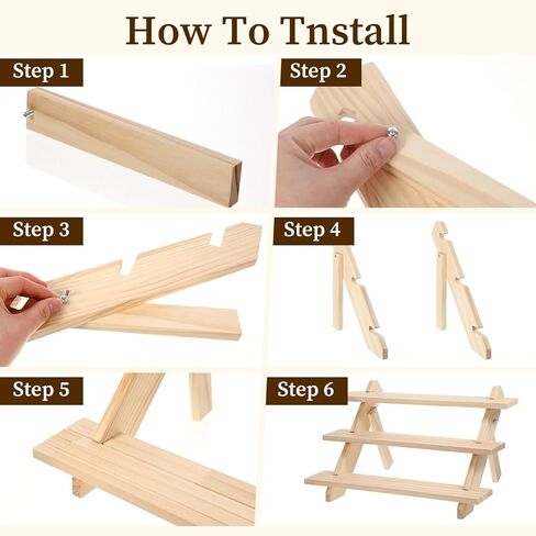 2 Pack 3 Tier Wooden Display Stand, Tiered Earring Display Stand, Detachable Wood Tiered Jewelry Card Displays Stands with Groove Removable Countertop Small Merchandise Displays Stands in Kuwait