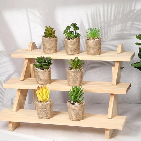 2 Pack 3 Tier Wooden Display Stand, Tiered Earring Display Stand, Detachable Wood Tiered Jewelry Card Displays Stands with Groove Removable Countertop Small Merchandise Displays Stands in Kuwait