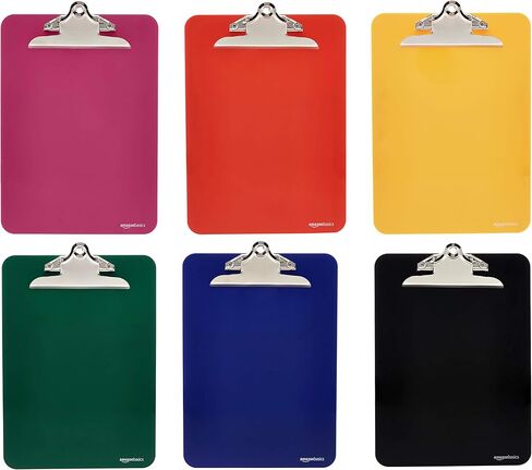 Amazon Basics Plastic Clipboards, Low Profile Clip, Clipboard for Classrooms, Office, Restaurants, Doctor Offices, 2-Pack, Black in Saudi Arabia