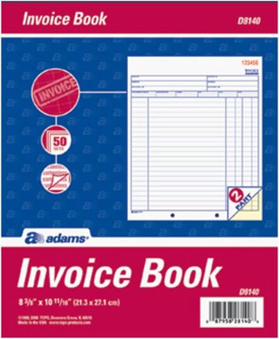 Adams Invoice Book, 8-3/8 x 10-11/16 Inches, 2-Part, Carbonless, White/Canary, 50 Sets per Book (D8140) in Saudi Arabia