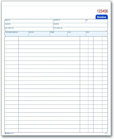 Adams Invoice Book, 8-3/8 x 10-11/16 Inches, 2-Part, Carbonless, White/Canary, 50 Sets per Book (D8140) in Kuwait