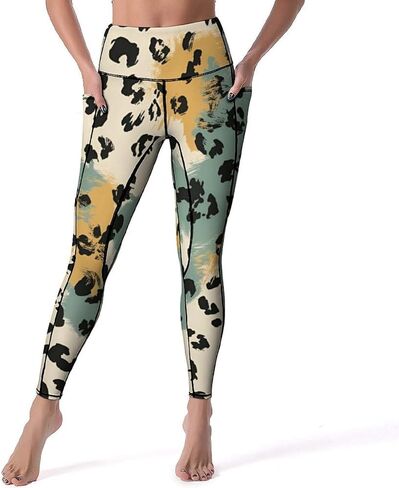 High Waist Tummy Control Animal Print & Camo Yoga Pants, 4-Way Stretch Workout & Lounge Leggings with Pockets in Saudi Arabia