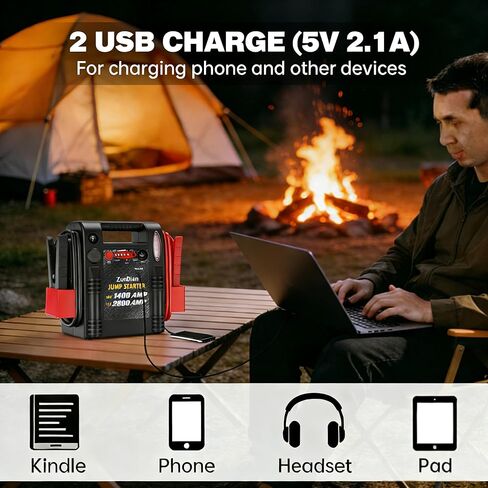 مشغل قفز 12 فولت/24 فولت - صندوق القفز عالي التحمل من ZunDian 2800/1400 أمبير، يعمل مع شاحنة جرار وحفار محرك السيارة وشاحن البطارية وصندوق القفز مع وحدة طاقة USB/DC in Kuwait