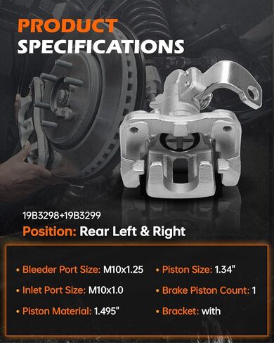 GAHA 19B3298 19B3299 Rear Left & Right Brake Calipers w/Bracket for 2006-2011 Acura CSX, 2013-2018 Acura ILX, for 2006-2015 Honda Civic in Saudi Arabia