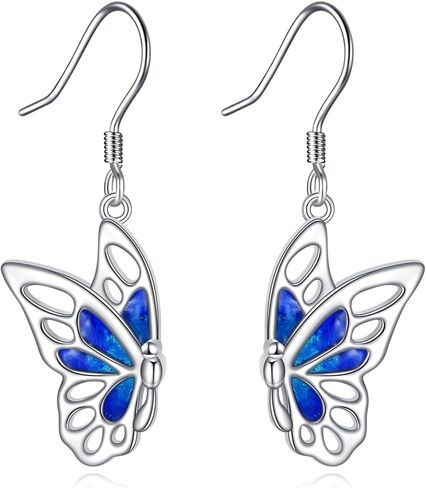 أقراط الفراشة من الفضة الإسترليني على شكل جناح الفراشة أقراط متدلية على شكل حيوانات للنساء والأم in Kuwait