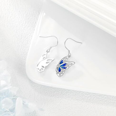 أقراط الفراشة من الفضة الإسترليني على شكل جناح الفراشة أقراط متدلية على شكل حيوانات للنساء والأم in Kuwait