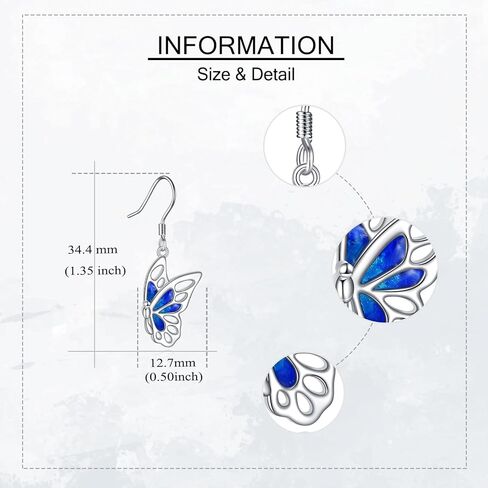 أقراط الفراشة من الفضة الإسترليني على شكل جناح الفراشة أقراط متدلية على شكل حيوانات للنساء والأم in Kuwait