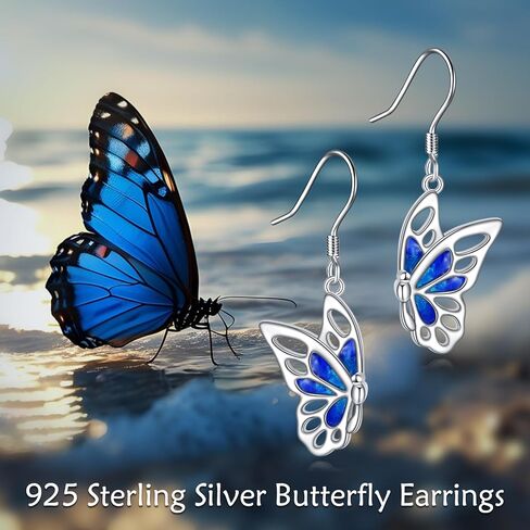 أقراط الفراشة من الفضة الإسترليني على شكل جناح الفراشة أقراط متدلية على شكل حيوانات للنساء والأم in Kuwait