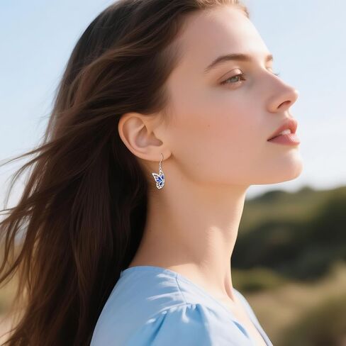 أقراط الفراشة من الفضة الإسترليني على شكل جناح الفراشة أقراط متدلية على شكل حيوانات للنساء والأم in Kuwait