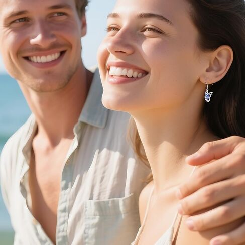 أقراط الفراشة من الفضة الإسترليني على شكل جناح الفراشة أقراط متدلية على شكل حيوانات للنساء والأم in Kuwait