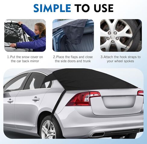 Rear Windshield Cover for Ice and Snow, 42.9" x 65" 600D Oxford Fabric Debris & Frost Protector, Windproof Anti-theft Car Rear Windshield Cover, Universal for Cars SUVs Trucks (Black) in Saudi Arabia