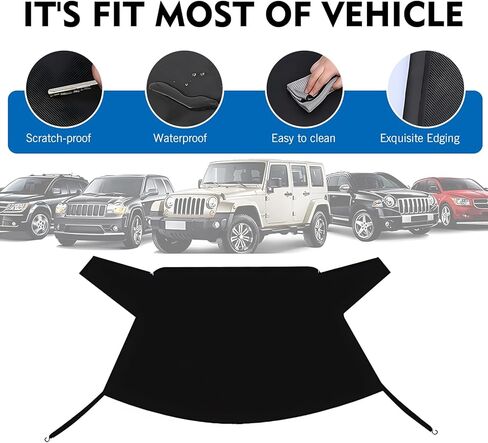 Rear Windshield Cover for Ice and Snow, 42.9" x 65" 600D Oxford Fabric Debris & Frost Protector, Windproof Anti-theft Car Rear Windshield Cover, Universal for Cars SUVs Trucks (Black) in Saudi Arabia