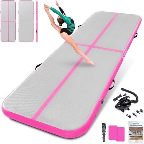 10ft 3M Inflatable Gymnastics Mat Air Floor Track Tumbling Mat Fitness Gym Mat Yoga Mat Exercise Mat Yoga Martial Arts Mat for Home Outdoor Training Use w/Electric Air Pump in Kuwait