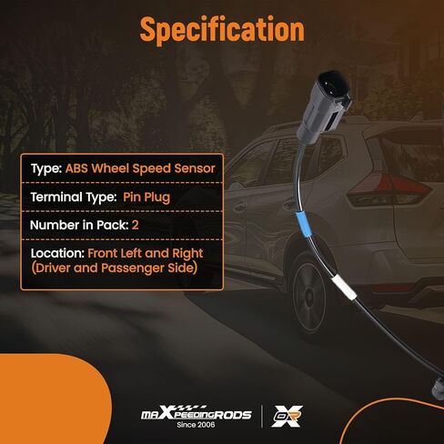 maXpeedingrods 2PCS ABS Wheel Speed Sensor Front Left & Right Replaces 4670A575 4670A576 Compatible with Mitsubishi Lancer 2006–2017, Outlander 2006–2017 RVR 2011–2020 in Saudi Arabia