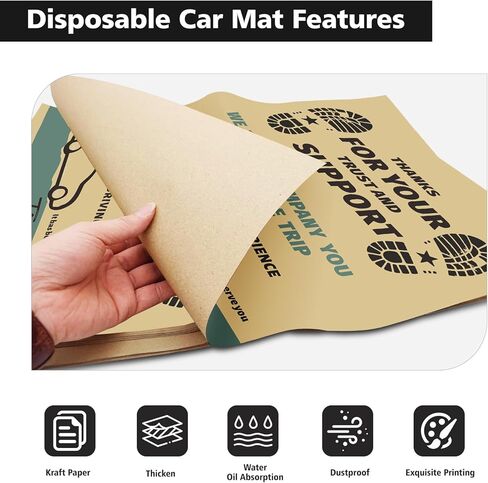 Khaki Paper Floor Mats for Cars, 50 Pcs Disposable Car Mats, More Stain-Resistant, Suitable for Car Maintenance Protection, Car Wash Finishing Services, Temporary Protection, 16x20 inch in Saudi Arabia