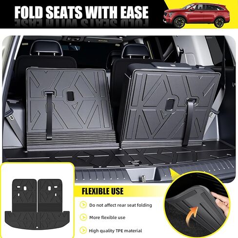 Prosheve Floor Mats for 2026 2021-2025 Kia Sorento 6/7 Passenger (Not for Hybrid), All Weather TPE Rear Cargo Mat with Backrest Mat for Kia Sorento Car Accessories in Saudi Arabia
