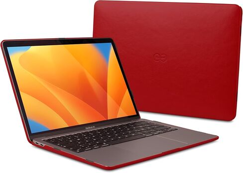 حافظة Dreem Euclid لجهاز MacBook Air - غطاء كمبيوتر محمول صلب مقاس 13 بوصة لجهاز MacBook Air 13 بوصة 2022-2025 (M2)، جلد نباتي فاخر، أغلفة علوية وسفلية للحماية، فتحات لمنافذ USB [أحمر] in Kuwait