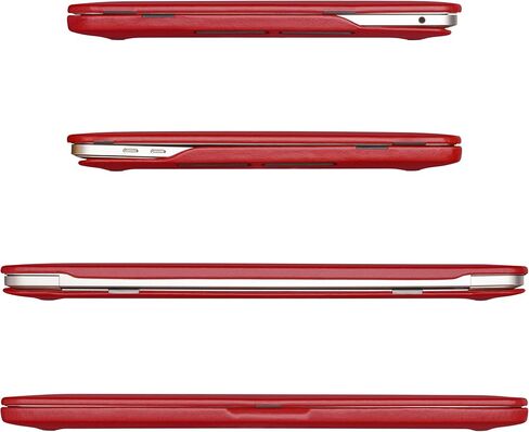 حافظة Dreem Euclid لجهاز MacBook Air - غطاء كمبيوتر محمول صلب مقاس 13 بوصة لجهاز MacBook Air 13 بوصة 2022-2025 (M2)، جلد نباتي فاخر، أغلفة علوية وسفلية للحماية، فتحات لمنافذ USB [أحمر] in Kuwait