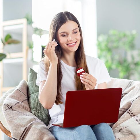 حافظة Dreem Euclid لجهاز MacBook Air - غطاء كمبيوتر محمول صلب مقاس 13 بوصة لجهاز MacBook Air 13 بوصة 2022-2025 (M2)، جلد نباتي فاخر، أغلفة علوية وسفلية للحماية، فتحات لمنافذ USB [أحمر] in Kuwait