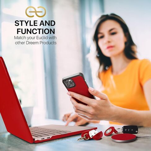 حافظة Dreem Euclid لجهاز MacBook Air - غطاء كمبيوتر محمول صلب مقاس 13 بوصة لجهاز MacBook Air 13 بوصة 2022-2025 (M2)، جلد نباتي فاخر، أغلفة علوية وسفلية للحماية، فتحات لمنافذ USB [أحمر] in Kuwait