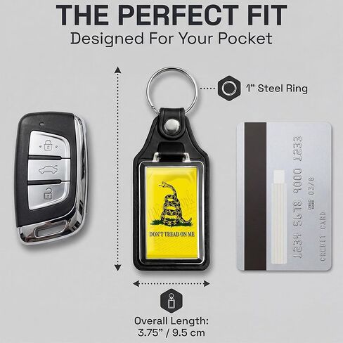 Brotherhood Patriotic Yellow Don't Tread On Me Rattle Snake Snek Flag Faux Leather Keychain Key Holder Faux Leather Key Ring For Men Heavy Duty Car Keyring For Men and Women in Kuwait