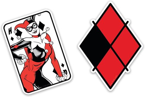 Elektroplate Officially Licensed DC Comics Harley Quinn Playing Card & Diamond Dynamic Decals | Premium Auto-Grade Weatherproof Vinyl Stickers for Car, Water Bottle, Phone & More| USA Made | Set of 2 in Saudi Arabia