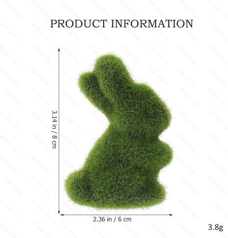 AUOCATTAIL 4 Pcs Easter Moss Bunny Figurine Furry Flocked Green Standing Rabbit Statue Decorations for Easter Gift Home Office Table Ornament in Saudi Arabia