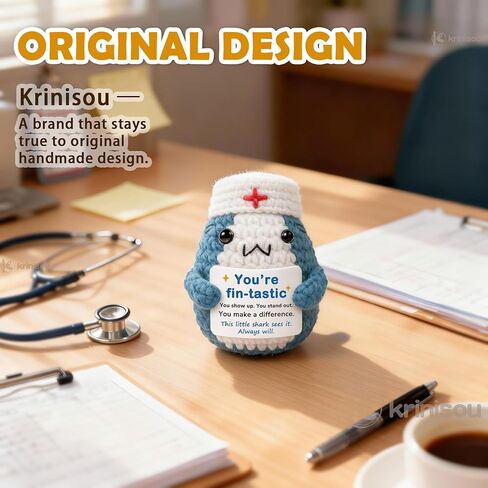Nurse Appreciation Gift – Small Plush for Nursing Student Graduation, Preceptor & Nurse Practitioner Thank You Gift for Women, Cute Crochet Shark with Removable Hat in Saudi Arabia