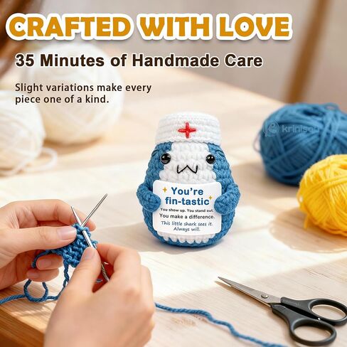 Nurse Appreciation Gift – Small Plush for Nursing Student Graduation, Preceptor & Nurse Practitioner Thank You Gift for Women, Cute Crochet Shark with Removable Hat in Saudi Arabia