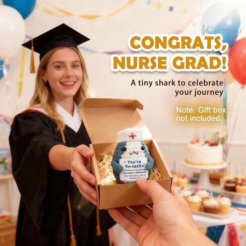 Nurse Appreciation Gift – Small Plush for Nursing Student Graduation, Preceptor & Nurse Practitioner Thank You Gift for Women, Cute Crochet Shark with Removable Hat in Saudi Arabia