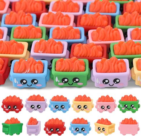 48Pcs Mini Dumpster Fire Figurines, Resin Dumpster Trash Shape with Fire, Emotional Dumpster Fire Desk Accessories, Funny Desk Decor for Staff, Teacher Office, Coworker, Nurse (6 Colours) in Saudi Arabia