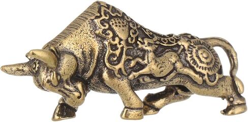 Brass Bull Figurine Craft Abstract Animal Sculpture Chinese Style Retro Mini Statue Desktop Ornament in Saudi Arabia