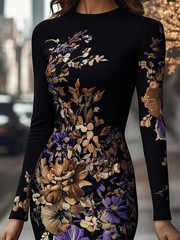 Women's Sequin Floral Bodycon Dress Long Sleeve Glamorous for Cocktails Galas Evening Events in Saudi Arabia