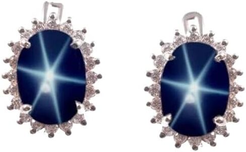 Lindy Star Earrings in 925 Sterling Silver Blue Star Sapphire Earrings for Women's in Saudi Arabia
