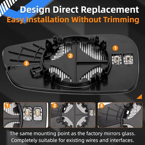 Passenger Side Mirror Replacement for Ford Fiesta 2011 2012 2013 2014 2015 2016 2017 2018 2019 - Right Side Mirror Glass, Rear View Mirrors Glass with Power Heated in Saudi Arabia