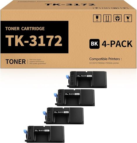 خرطوشة حبر TK3172 بديلة متوافقة مع كيوسيرا TK-3172 TK 3172 1T02T80US0 تعمل مع ECOSYS P3050dn P3150dn (4 عبوات، أسود) in Saudi Arabia