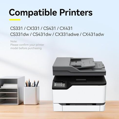 CS331 CX331 Toner Cartridges 4 Pack (with Chip) Replacement for Lexmark 20N10K0 20N10C0 20N10M0 20N10Y0 Toner Compatible with Lexmark CS331dw CS431dw CX331adwe CX431adw CS431 CX431 Series Printer Ink in Kuwait