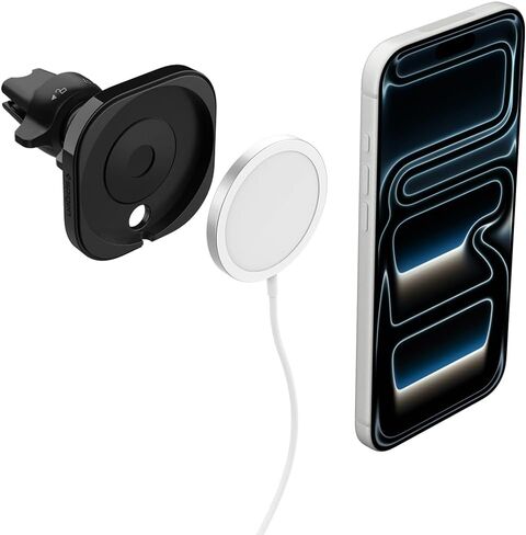 حامل هاتف سبايجن ماج فيت للسيارة مصمم لهاتف iPhone 16 Pro Max و16 Pro و16 Plus و16 (الشاحن غير متضمن) (يتطلب شاحن سيارة USB-C) - أسود in Saudi Arabia