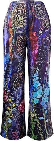 Women's Trendy Mixed Pattern Vintage Print Pants Comfortable Casual Trousers in Saudi Arabia