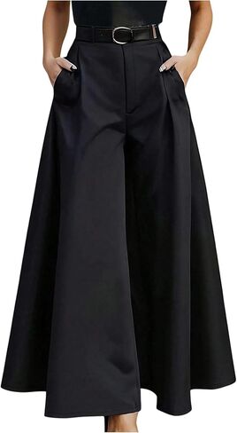 Women's Wide Leg Flowy Palazzo Pants High Waisted Business Casual Cocktail Tailored Pants with Pockets in Saudi Arabia