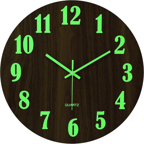 jomparis 16 Inch Wooden Wall Clock Glow in The Dark Farmhouse Decor Clock for Living Room in Kuwait