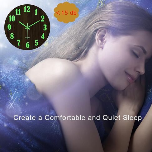 jomparis 16 Inch Wooden Wall Clock Glow in The Dark Farmhouse Decor Clock for Living Room in Kuwait