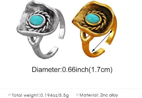 Western Turquoise Ring for Women Men Cowboy Hat Ring Country Cowgirl Rings for Women Western Jewelry Accessories in Saudi Arabia