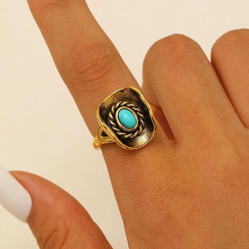 Western Turquoise Ring for Women Men Cowboy Hat Ring Country Cowgirl Rings for Women Western Jewelry Accessories in Saudi Arabia