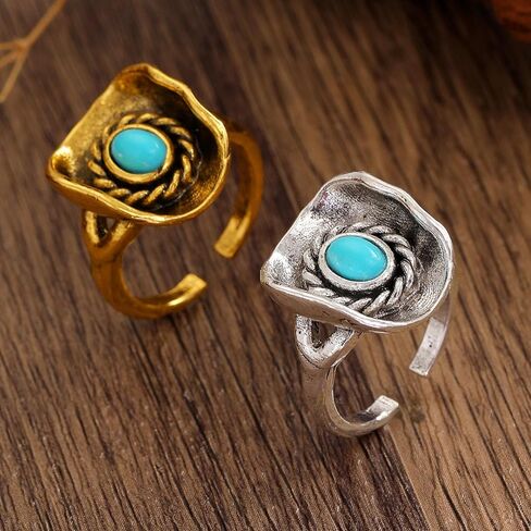 Western Turquoise Ring for Women Men Cowboy Hat Ring Country Cowgirl Rings for Women Western Jewelry Accessories in Saudi Arabia