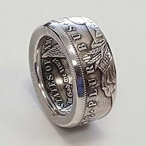 Rings for Men, Retro Punk Ring Vintage Coin Jewelry, Elegant and Stylish US Morgan Silver Dollar Ring for Women and Men Patriotic United States National Emblem Coin Engraved Signet Rings in Saudi Arabia
