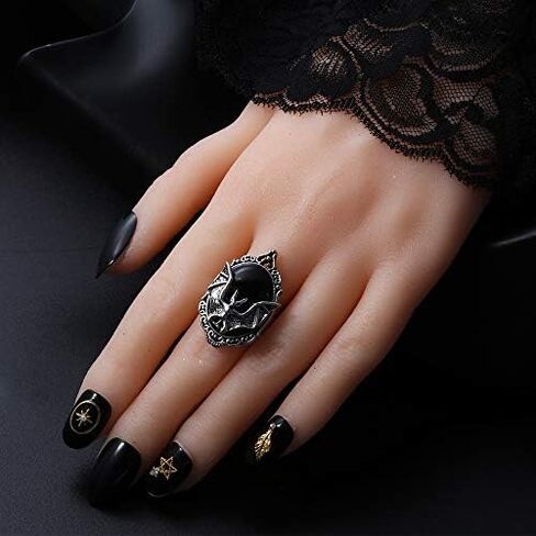 Jewelry Festival Gift Halloween Black Bat Ring Gothic Witch Ring Bat Cameo Ring in Saudi Arabia