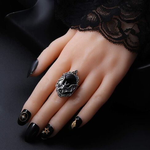 Jewelry Festival Gift Halloween Black Bat Ring Gothic Witch Ring Bat Cameo Ring in Saudi Arabia